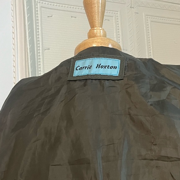 Vintage Forest Green Genuine Leather Moto Jacket Carrie Horton Size 14 - Picture 9 of 15